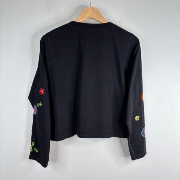 VTG Michael Simon Embroidered Cardigan L Lightweight Floral Boho Artsy Lagenlook - Picture 4 of 10